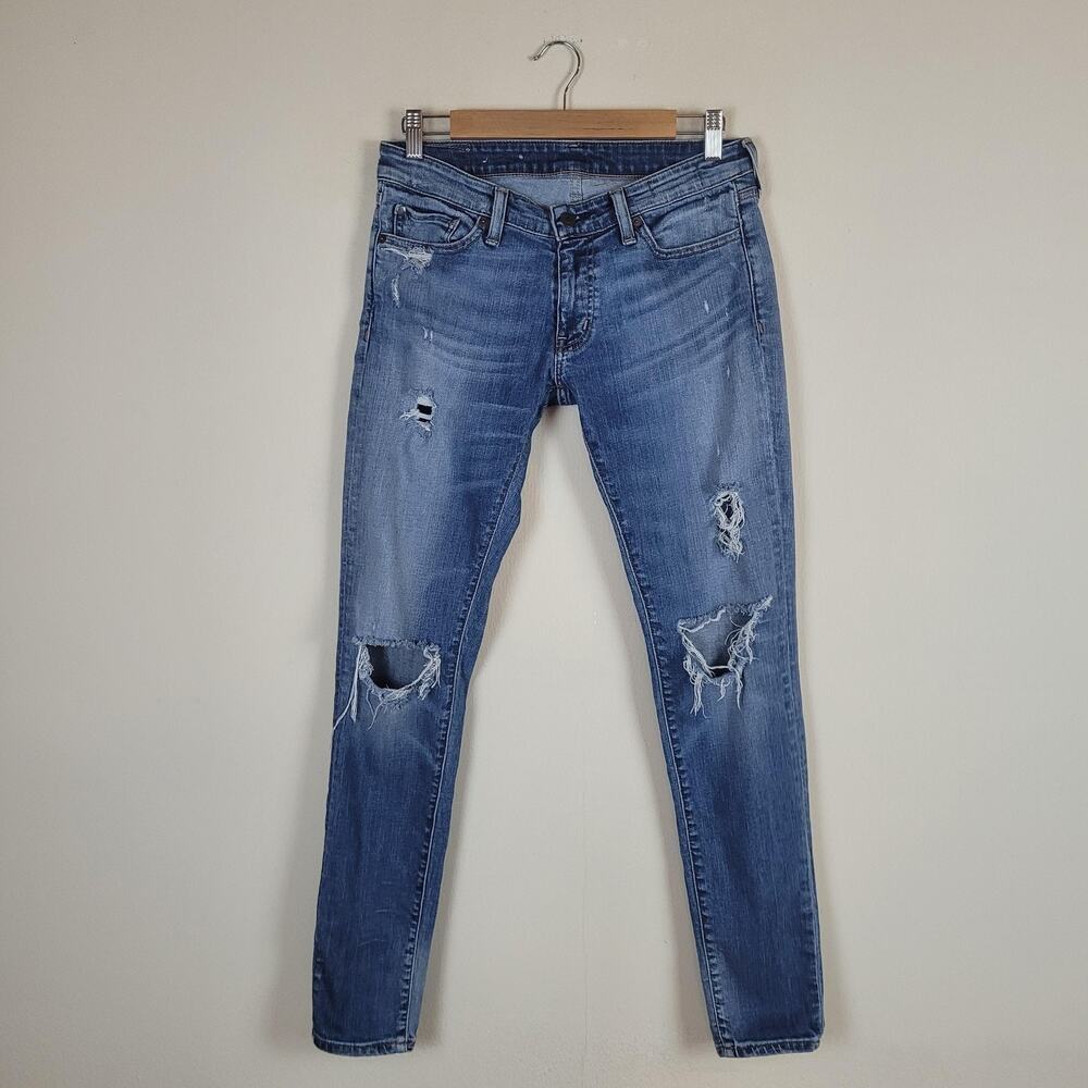 Denim & Supply Ralph Lauren Jeans 28x32 Blue Distressed Skinny Kayla Wash